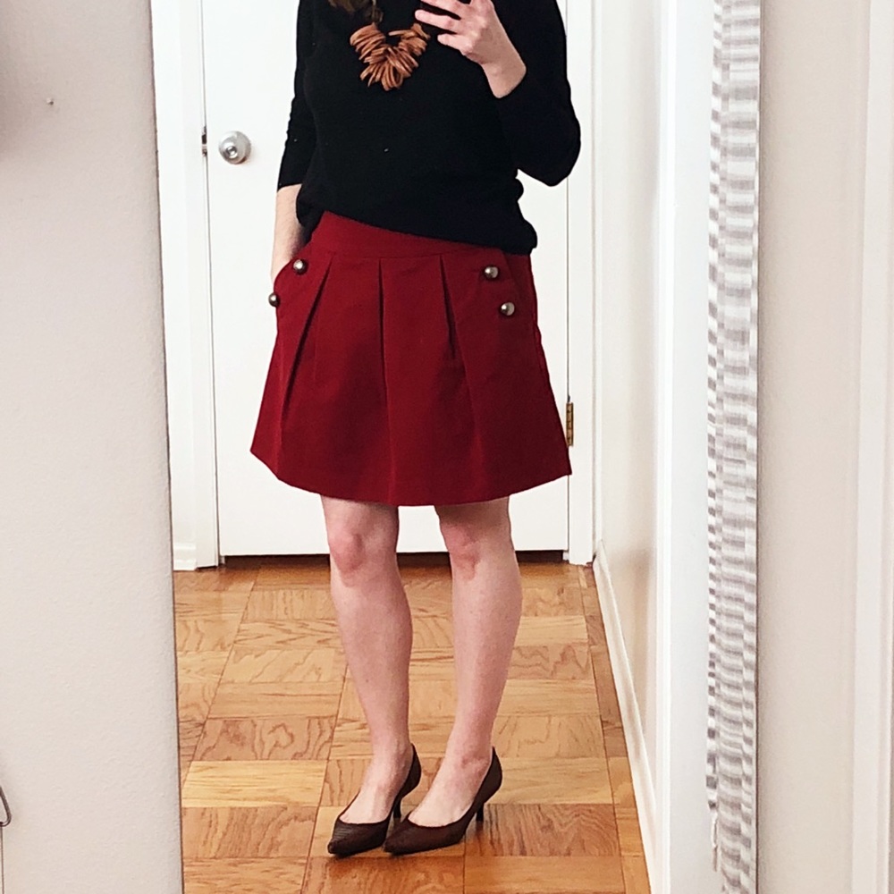 Anthropologie brand Elevenses cute red skirt